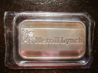 Merrill Lynch - Silvertowne - 1 Oz.  999 Silver Bar photo