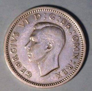 Great Britain 3 Pence 1937 Extremely Fine,  Silver Coin King George Vi photo