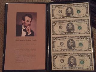 World Reserve Black Angus Portfolio Uncut Sheet Of Four $5 Bills photo