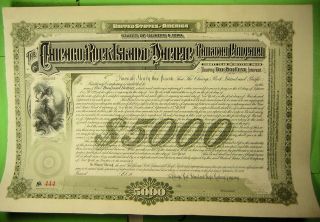 Chicago,  Rock Island And Pacific Railway $5,  000 Bond.  Unissued 1891. photo