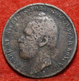 Circulated 1865 Sweden 5 Ore Foreign Coin S/h photo