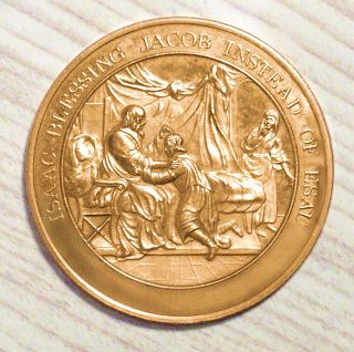 Thomason Medallic Bible,  Bronze Medal,  “isaac Blessing Jacob Instead Of Esau 