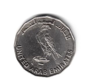 1981 Uae 5 Dirham Coin With Eagle Bird. photo