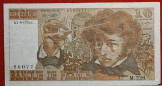 Circulated 1975 France 10 Francs Note S/h photo