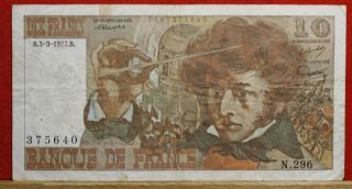 Circulated 1977 France 10 Francs Note S/h photo