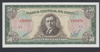 Chile 50 Escudos Unc P.  140,  Banknote,  Uncirculated photo