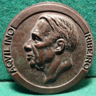 Writer Aquilino Ribeiro 87mm 1951 Bronze Medal By R.  Xavier photo