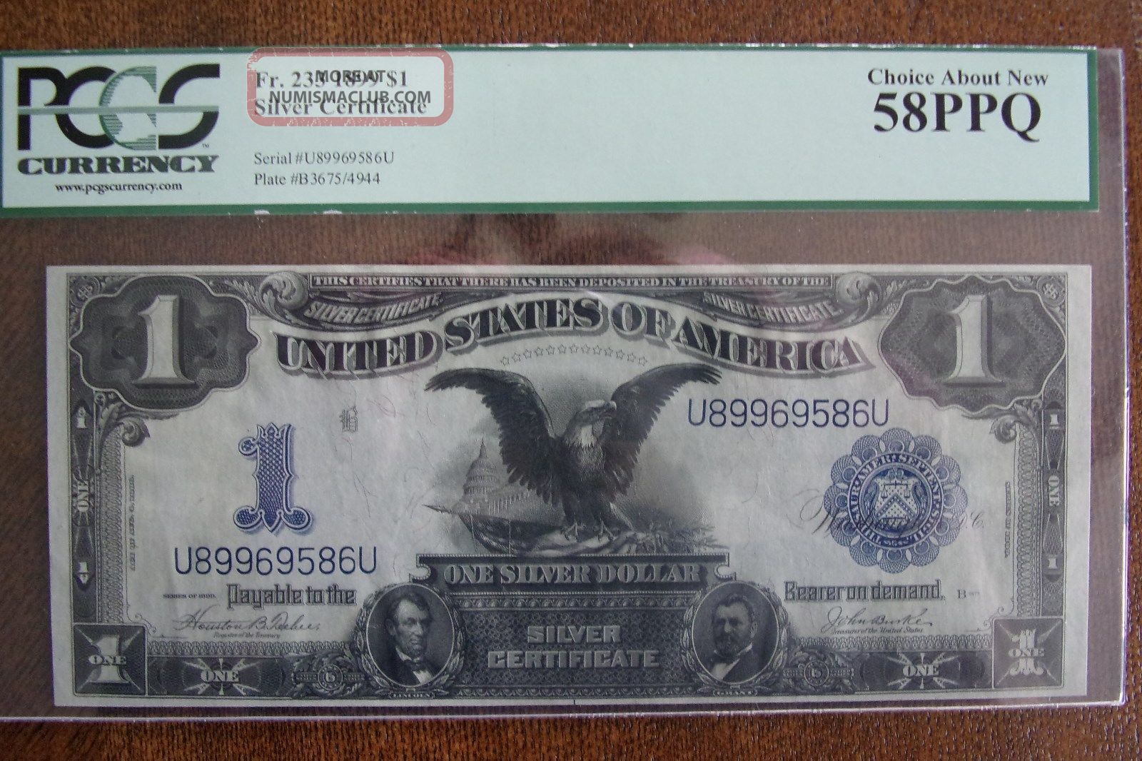 1899 $1 Black Eagle Silver Certificate Fr.  233 Pcgs 58 Ppq Large Size Notes photo