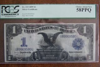 1899 $1 Black Eagle Silver Certificate Fr.  233 Pcgs 58 Ppq photo
