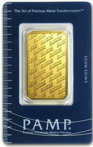1 Oz Gold Bar - Pamp Suisse (design,  In Assay) photo