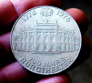 137 - Indalo - Austria.  Lovely Silver 100 Schilling 1976.  Burgtheater.  Unc - photo