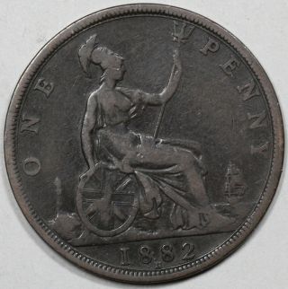 1882 - H Heaton Victoria Bun Penny Great Britain Coin photo
