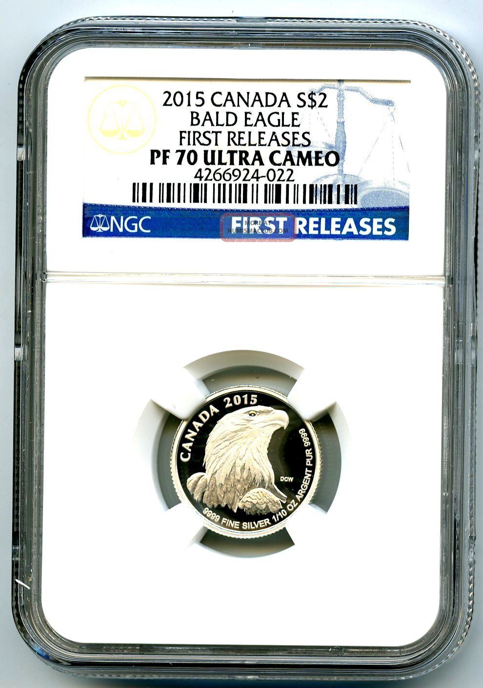 2015 $2 Canada 1/10 Oz Silver Proof Bald Eagle Ngc Pf70 Ucam First Releases Rare Coins: Canada photo