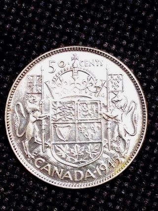 1945 Canada Beautyful Silver 50 Cent Half Dollar - Awesome photo