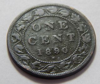 1890h Canada Bronze Large 1 Cent Coin - Better Date photo