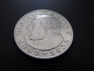 Rare Silver 2 Reichsmark 1933 A Martin Luther photo