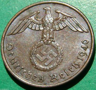 German Copper Coin 2 Reichspfennig 1940 A photo