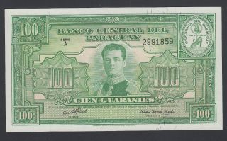 Paraguay 100 Guaranies 1952 Au - Unc P.  189,  Banknote,  Uncirculated photo