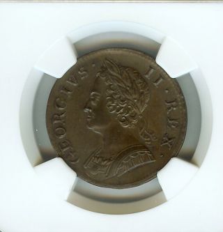Great Britain 1753 Half Penny Ngc Ms63 Brown photo