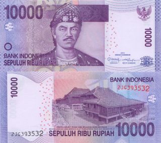 Indonesia 10000 Rupiah (2013) - Rumah Limas Building/p150d/sig 1 photo