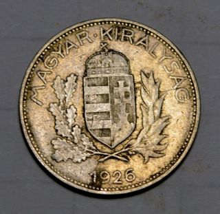 Hungary 1926 1 Pengo Silver Coin. . . . .  617 photo