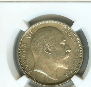 India 1910 - C Silver Rupee Ngc Ms65 photo