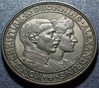 1923 Denmark Silver Commemorative 2 Kroner Tiny Mintage 1 Year Only Uncirculated photo