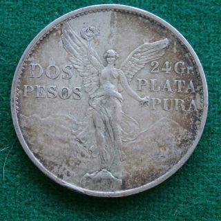 1921 Mexican Silver Coin 2 Pesos Winged Victory Angel De La Independencia photo