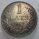 Au Nicely Toned 1924 1 Lats Latvian Silver Coin Europe photo 1