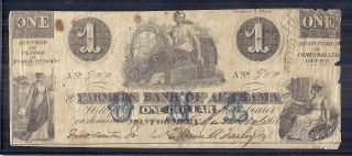 Us Civil War Confederate Currency 1862,  Farmers Montgomery,  Alabama - $1 Dollar photo