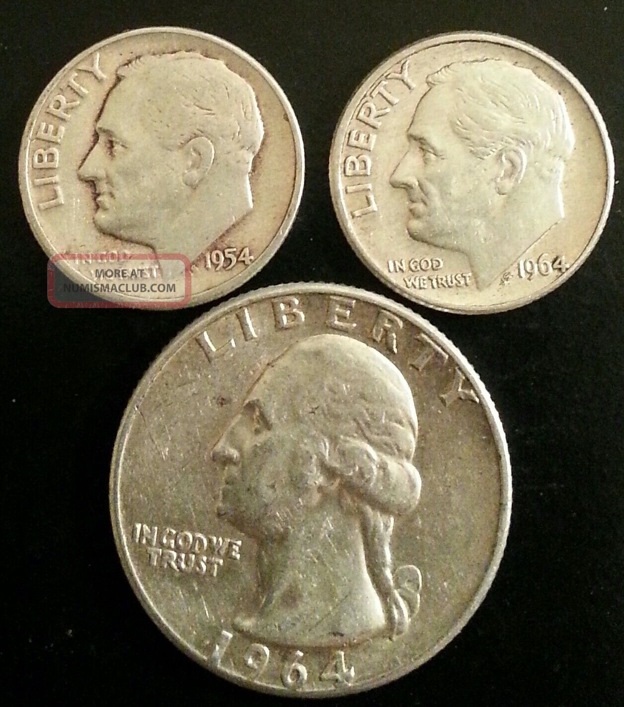 1 1964 P Washington Quarter 1 1954 P Roosevelt Dime 1 1964 D