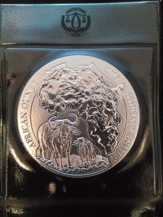 2015 Rwanda 1 Oz Silver African Buffalo - Very Limited Mintage photo