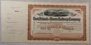 Antique Rock Island & Peoria Railway Company 100 Shares Stock Certificate photo