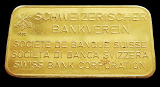 Vintage Swiss Bank Corporation 1 Oz 999.  9 Fine Gold Bar / Ingot photo