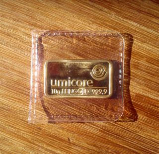 10 Gram Umicore Gold Plated Bar (in Assay) photo