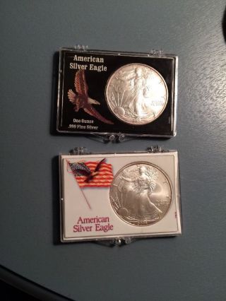 2 American Eagle Silver Dollar.  999 Fine Silver 1 Ounce - (2007) photo