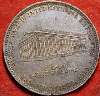 Circulated 1915 Pan Packed State Of Oregon Copper Medal S/h photo