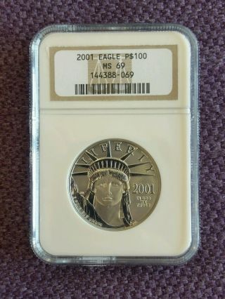 2001 $100 Statue Of Liberty - Platinum Eagle Ms69 photo