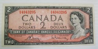 1954 Canada 2 Dollars Bank Note photo