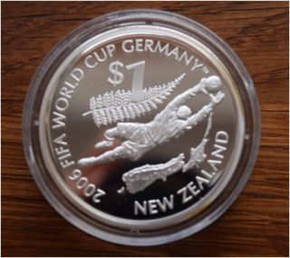 Zealand - Rare Silver Proof 1$ Coin 2006 Fifa Football World Cup Germany photo