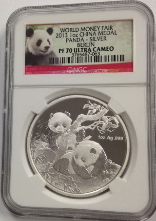 2013 Money Fair Panda Silver Coin Medal Berlin Ngc Pf70 Ultra Cameo 1oz.  999 photo