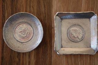 Chinese Silver Kuang Hsu Dragon Dollar & Francaise Indochine Coin Dishes Plus 3 photo