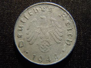 1944 - E - German - Ww2 - 10 - Reichspfennig - Germany - Nazi Coin - Swastika - World - Ab - 5657 - Cent photo