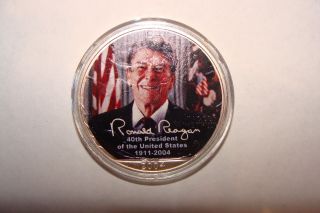 2004 Colorized Painted American Silver Eagles - Ronald Reagan - $2.  25 S&h photo
