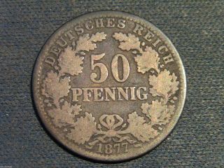 1877d German Empire 50 Pfennig - Small Eagle - Vg photo