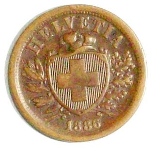Switzerland 2 Rappen 1886 B Very Fine Bronze Coin photo