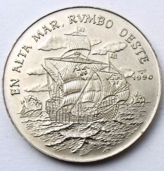 1 Peso 1990 Km 325 Columbus Ship Sailing West Only 12000 Made photo