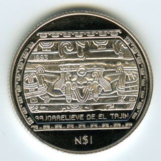 Mexico 1993 ☆ 1 Nuevo Peso Silver.  999 Proof • Bajorrelieve De El Tajin ☆c2583 photo