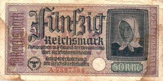 Xxx - Rare German 50 Reichsmark Third Reich Nazi Banknote With Swastika photo