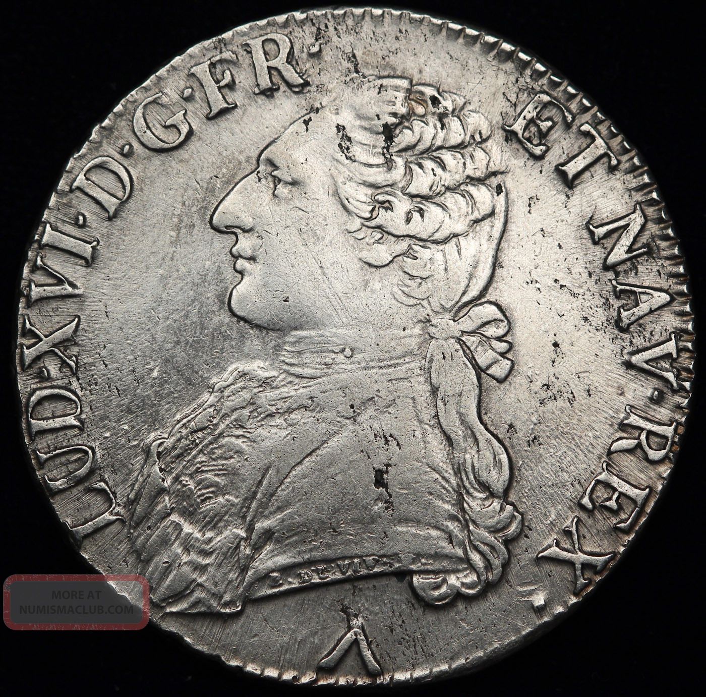 France 1777 (w) 1 Ecu Silver Crown Size Coin Xf Louis Xvi Km 564. 16 Lille